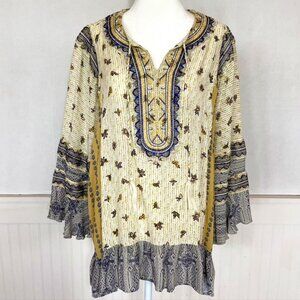 John Mark Boho Embroidered Women's Blouse Sz L